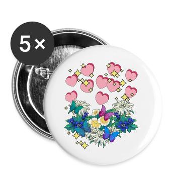 Idée cadeau de félicitations pour la fête des mères - Lot de 5 petits badges (25 mm) - blanc - Devant