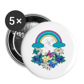 Österreich Tirol Regenbogen Frühling Natur Alm - Buttons klein 25 mm (5er Pack) - Weiß - Vorne