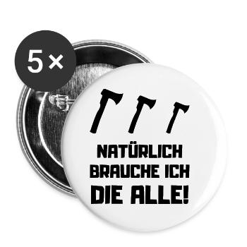 Männer Holzmachen Axt Sammlung Holz - Buttons klein 25 mm (5er Pack) - Weiß - Vorne