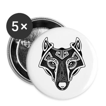 Viking Wolf - Buttons small 1''/25 mm (5-pack) - white - Front