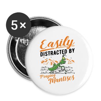Gottesanbeterin Praying Mantis Fangschrecke - Buttons klein 25 mm (5er Pack) - Weiß - Vorne