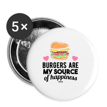 Hamburger Fast Food grillen lecker - Buttons klein 25 mm (5er Pack) - Weiß - Vorne