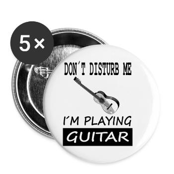 Guitar Playing Guitar Player Musical Instrument - Buttons small 1''/25 mm (5-pack) - white - Front