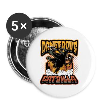 Gefährlicher Catzilla - Buttons klein 25 mm (5er Pack) - Weiß - Vorne