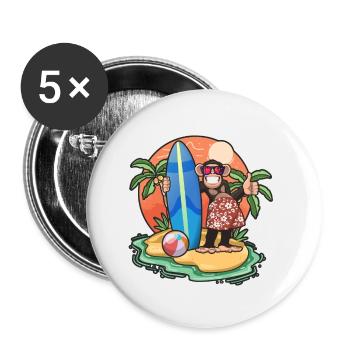 Funny Monkey Surf Lovers Cool Surfboard Surfing - Buttons small 1''/25 mm (5-pack) - white - Front