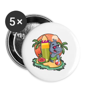 Funny Rhinoceros Surf Lovers Cool Surfboard Humor - Buttons small 1''/25 mm (5-pack) - white - Front