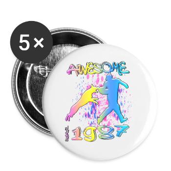 Awesome since 1987. Agility, Hundetraining - Buttons klein 25 mm (5er Pack) - Weiß - Vorne