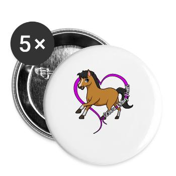 Pferdeliebhaber - Deutsches Reitpony - Buttons klein 25 mm (5er Pack) - Weiß - Vorne
