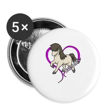 Pferdeliebhaber - Isländer - Buttons klein 25 mm (5er Pack) - Weiß - Vorne