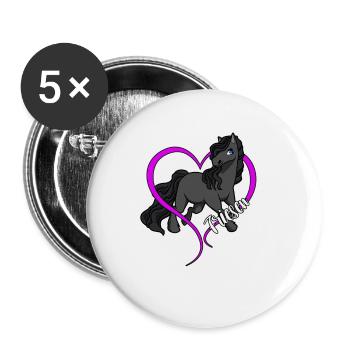 Pferdeliebhaber - Friesen - Buttons klein 25 mm (5er Pack) - Weiß - Vorne