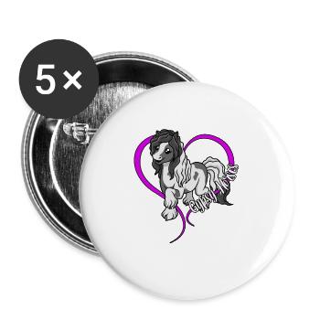 Pferdeliebhaber - Tinker - Buttons klein 25 mm (5er Pack) - Weiß - Vorne