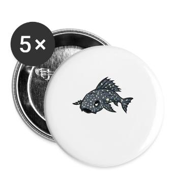 Poisson-chat kawaii - Lot de 5 petits badges (25 mm) - blanc - Devant