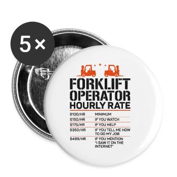 Certified Forklift Truck Operator - Buttons small 1''/25 mm (5-pack) - white - Front