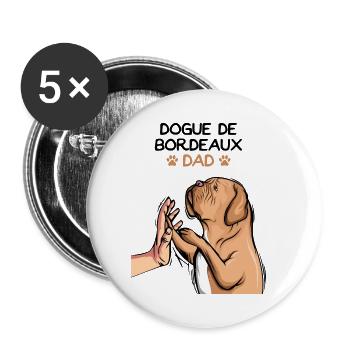 Dogue de Bordeaux Bordeauxdogge Hunde - Buttons klein 25 mm (5er Pack) - Weiß - Vorne