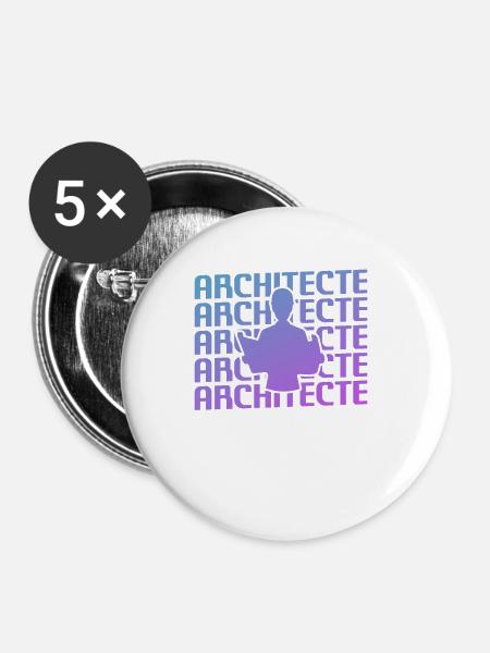 Retro Architecte Architecture Architectural - Buttons klein 25 mm (5er Pack) - Weiß