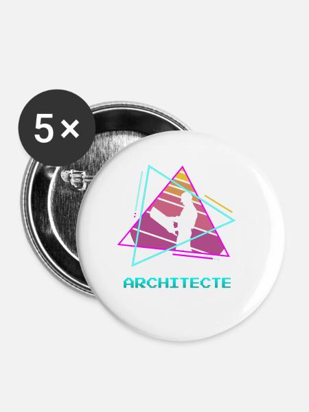 Retro Architecte Architecture Architectural - Buttons klein 25 mm (5er Pack) - Weiß