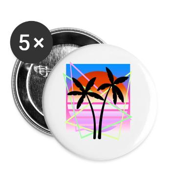 Cool Retro Palm Tree Island Vapor Wave Designs - Buttons klein 25 mm (5er Pack) - Weiß - Vorne