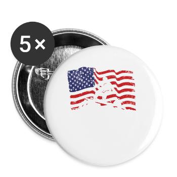 USA Sport Snowboarding amerikanische Flagge Snow - Buttons klein 25 mm (5er Pack) - Weiß - Vorne