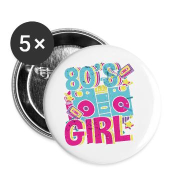 Women 80s girl 80s Themes Party Vintage 1980s - Buttons small 1''/25 mm (5-pack) - white - Front