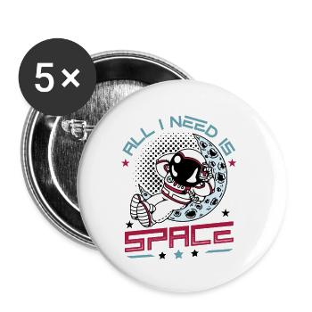 J’ai juste besoin d’espace, astronaute. - Lot de 5 petits badges (25 mm) - blanc - Devant