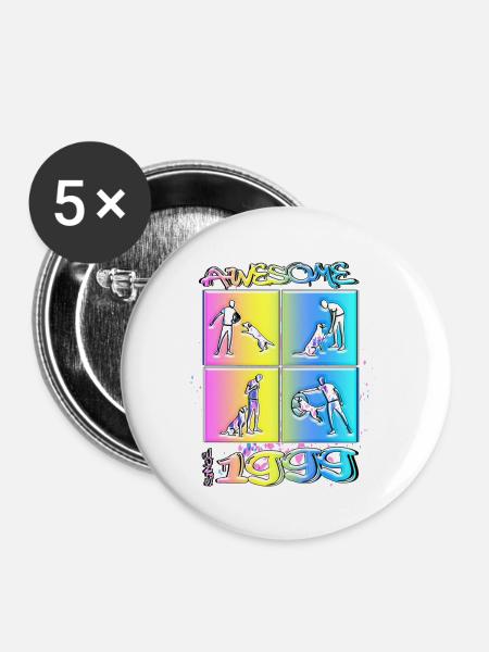 Awesome since 1999. Agility, Hundetraining - Buttons klein 25 mm (5er Pack) - Weiß