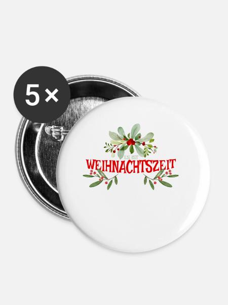 Es ist Weihnachtszeit - Buttons klein 25 mm (5er Pack) - Weiß