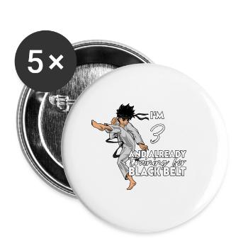 I'm 3 - Boy Karate - Buttons small 1''/25 mm (5-pack) - white - Front