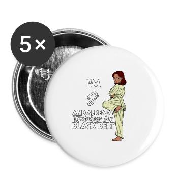 I'm 8 - Girl Karate - Buttons small 1''/25 mm (5-pack) - white - Front