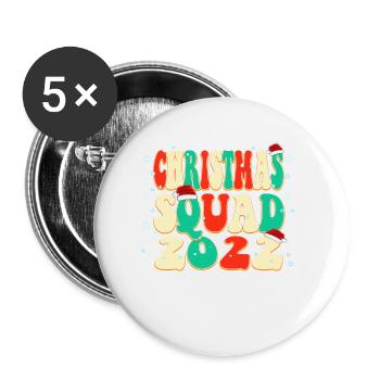 2022 Christmas Squad Family Xmas Pyjamas - Buttons klein 25 mm (5er Pack) - Weiß - Vorne