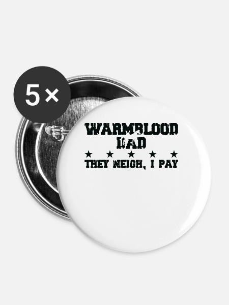 Pferdes Vater - Warmblut - Buttons klein 25 mm (5er Pack) - Weiß