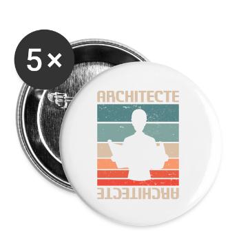 Vintage Retro Architecte Architecture - Lot de 5 petits badges (25 mm) - blanc - Devant