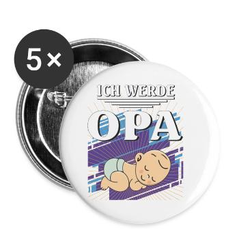 ICH WERDE OPA - Buttons klein 25 mm (5er Pack) - Weiß - Vorne
