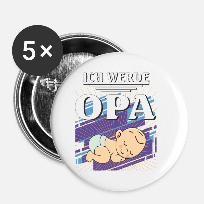ICH WERDE OPA - Buttons klein 25 mm (5er Pack) - Weiß