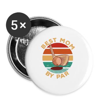 Funny retro best mom by par Golf Mama gift - Buttons small 1''/25 mm (5-pack) - white - Front