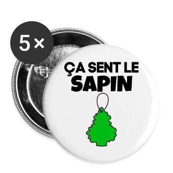 ça sent le sapin - Lot de 5 petits badges (25 mm) - blanc - Devant