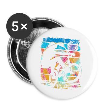 Vintage Bmx Fahrrad - Retro Bmx Rad Farbenfroh - Buttons klein 25 mm (5er Pack) - Weiß - Vorne