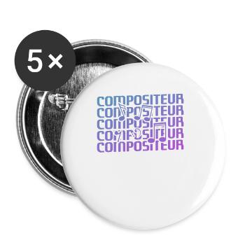 Retro Compositeur Composition Musicale - Lot de 5 petits badges (25 mm) - blanc - Devant
