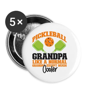 Pickleball Grandpa Pickleball - Buttons klein 25 mm (5er Pack) - Weiß - Vorne