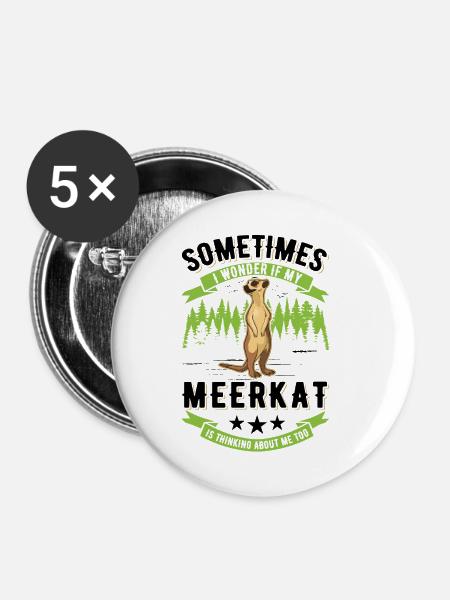 Erdmännchen Surikat Meerkat - Buttons klein 25 mm (5er Pack) - Weiß