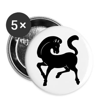 Pferdeschattenbild Jahr des Pferdes - Buttons klein 25 mm (5er Pack) - Weiß - Vorne