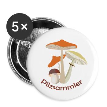 Pilzsammler.Mushroomer - Buttons klein 25 mm (5er Pack) - Weiß - Vorne