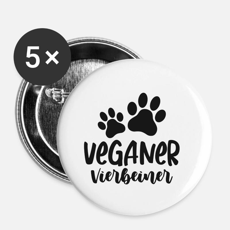 Veganer Vierbeiner - Buttons klein 25 mm (5er Pack) - Weiß