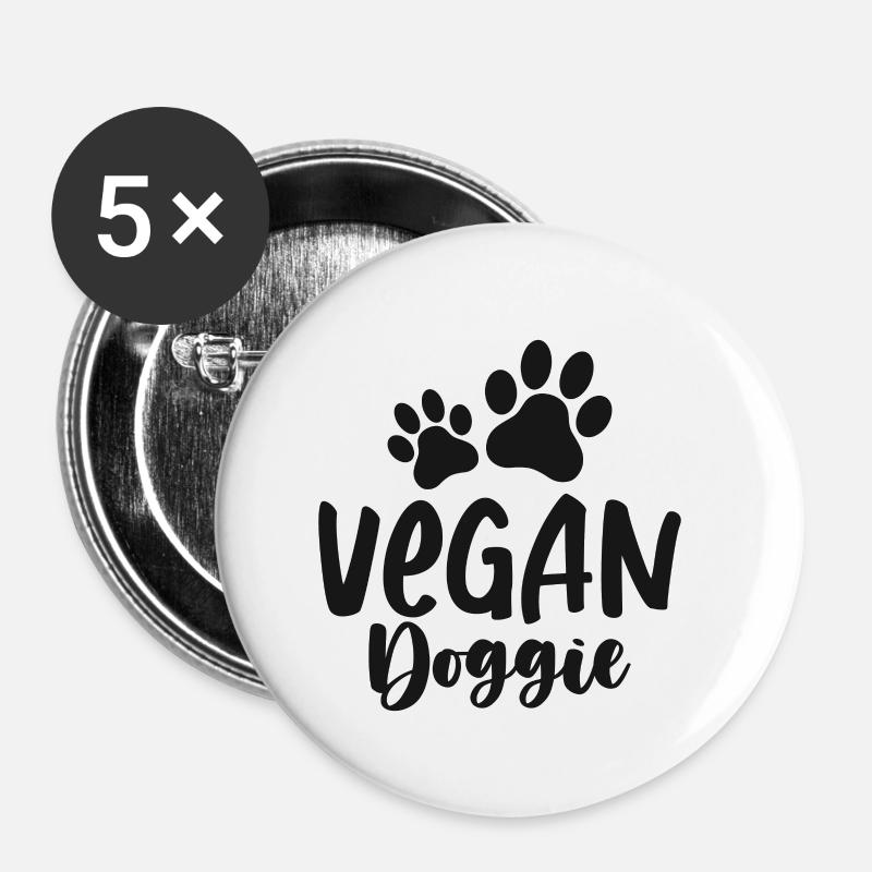 Vegan Doggie - Buttons klein 25 mm (5er Pack) - Weiß