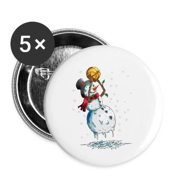 Snowman Basketball Basketball in the snow - Buttons small 1''/25 mm (5-pack) - white - Front