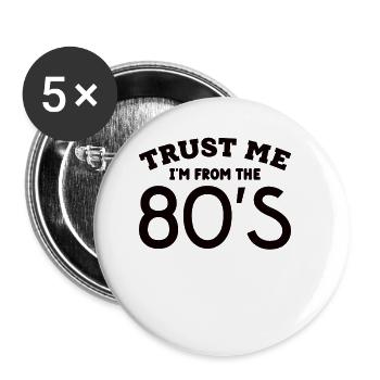 Né dans les années 80 cadeau d’anniversaire 1980s - Lot de 5 petits badges (25 mm) - blanc - Devant