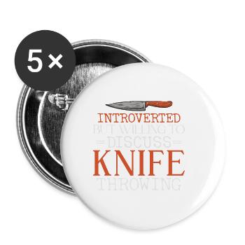 Messerwurfscheibe Geschenk Messerwerfer - Buttons klein 25 mm (5er Pack) - Weiß - Vorne