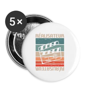 Vintage Retro Réalisateur Réalisation Cinéaste - Lot de 5 petits badges (25 mm) - blanc - Devant