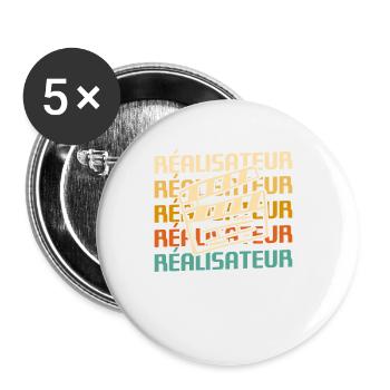 Retro Réalisateur Réalisation Cinéaste - Lot de 5 petits badges (25 mm) - blanc - Devant