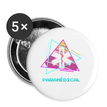 Retro Paramédical EMS Ambulancier - Lot de 5 petits badges (25 mm) - blanc - Devant