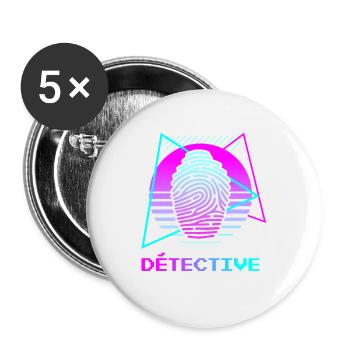 Retro Détective Enquêteur - Lot de 5 petits badges (25 mm) - blanc - Devant